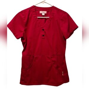 Koi Red Scrub Top